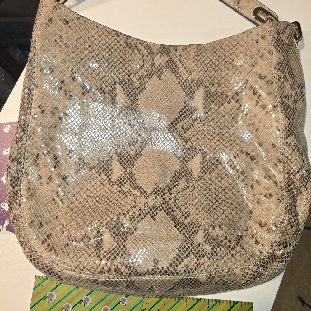 Michael Kors Tan Snake Print Shoulder Bag